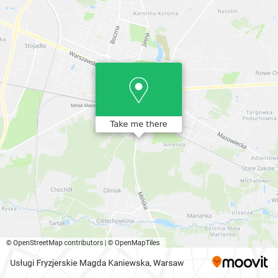 Карта Usługi Fryzjerskie Magda Kaniewska