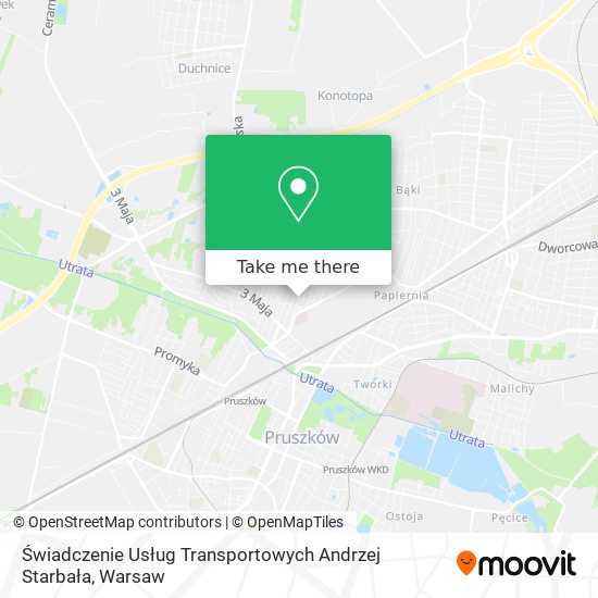 Świadczenie Usług Transportowych Andrzej Starbała map