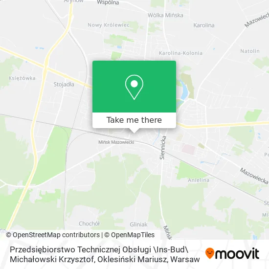 Карта Przedsiębiorstwo Technicznej Obsługi \Ins-Bud\ Michałowski Krzysztof, Oklesiński Mariusz