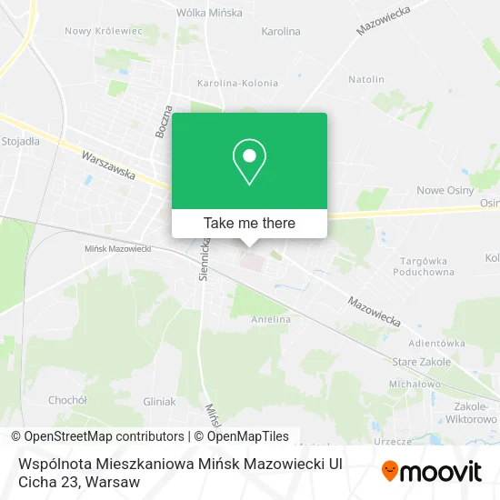 Wspólnota Mieszkaniowa Mińsk Mazowiecki Ul Cicha 23 map