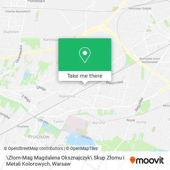 Карта \Złom-Mag Magdalena Oksznajczyk\ Skup Złomu i Metali Kolorowych