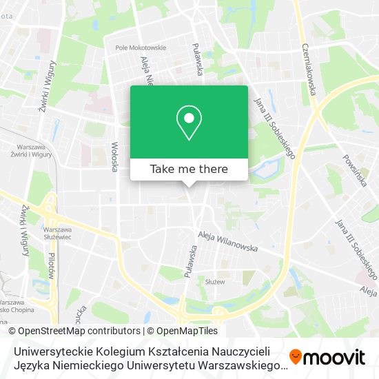 Uniwersyteckie Kolegium Kształcenia Nauczycieli Języka Niemieckiego Uniwersytetu Warszawskiego map