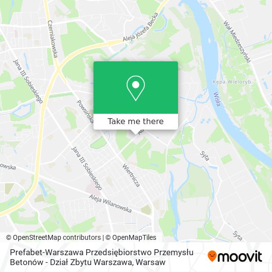 Prefabet-Warszawa Przedsiębiorstwo Przemysłu Betonów - Dział Zbytu Warszawa map