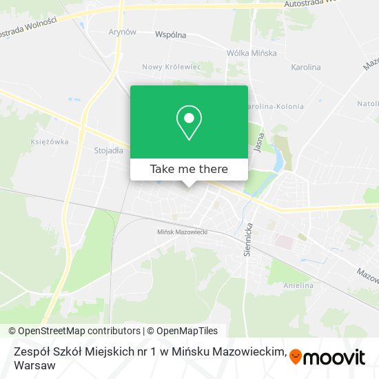 Zespół Szkół Miejskich nr 1 w Mińsku Mazowieckim map