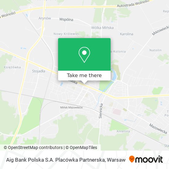 Aig Bank Polska S.A. Placówka Partnerska map