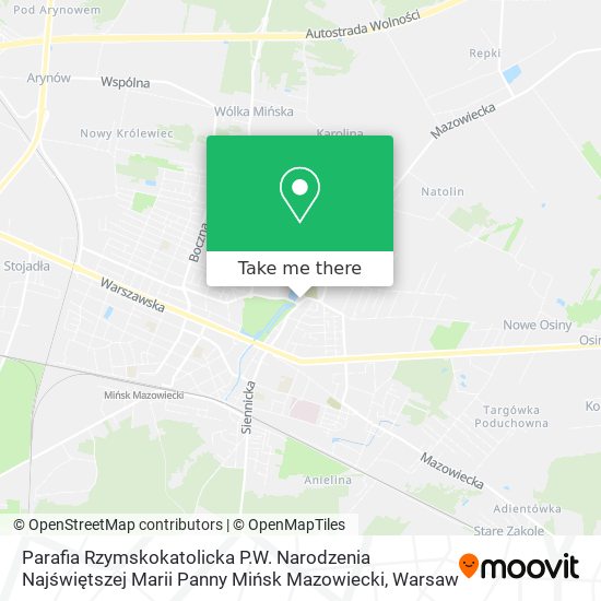 Parafia Rzymskokatolicka P.W. Narodzenia Najświętszej Marii Panny Mińsk Mazowiecki map