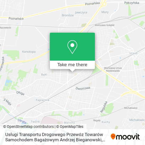 Usługi Transportu Drogowego Przewóz Towarów Samochodem Bagażowym Andrzej Bieganowski map