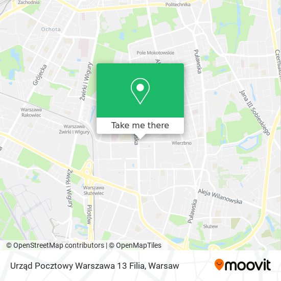 Urząd Pocztowy Warszawa 13 Filia map