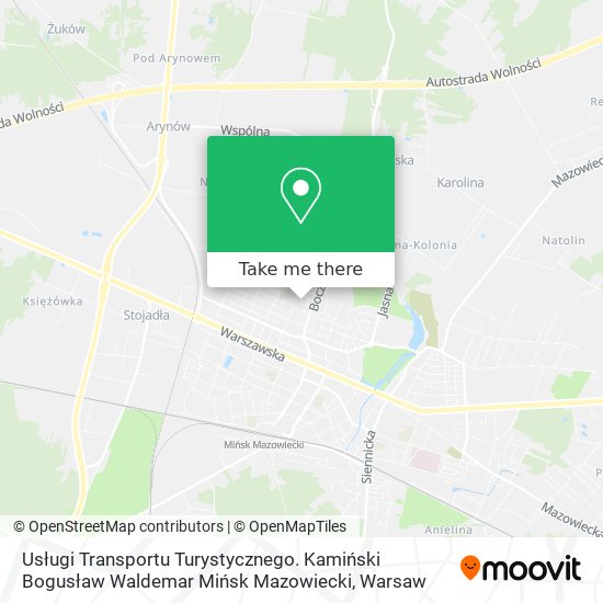 Usługi Transportu Turystycznego. Kamiński Bogusław Waldemar Mińsk Mazowiecki map