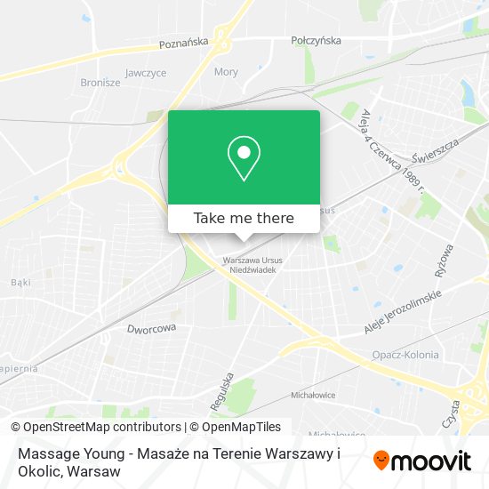 Massage Young - Masaże na Terenie Warszawy i Okolic map