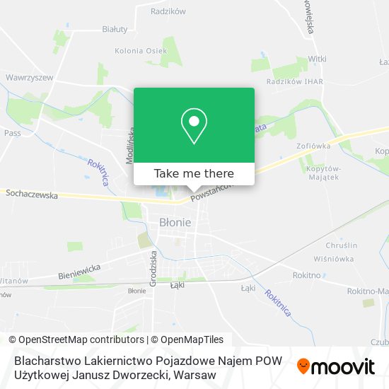 Blacharstwo Lakiernictwo Pojazdowe Najem POW Użytkowej Janusz Dworzecki map