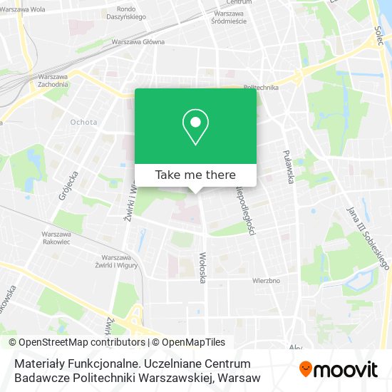 Materiały Funkcjonalne. Uczelniane Centrum Badawcze Politechniki Warszawskiej map