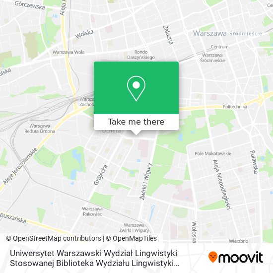 Uniwersytet Warszawski Wydział Lingwistyki Stosowanej Biblioteka Wydziału Lingwistyki Stosowanej map