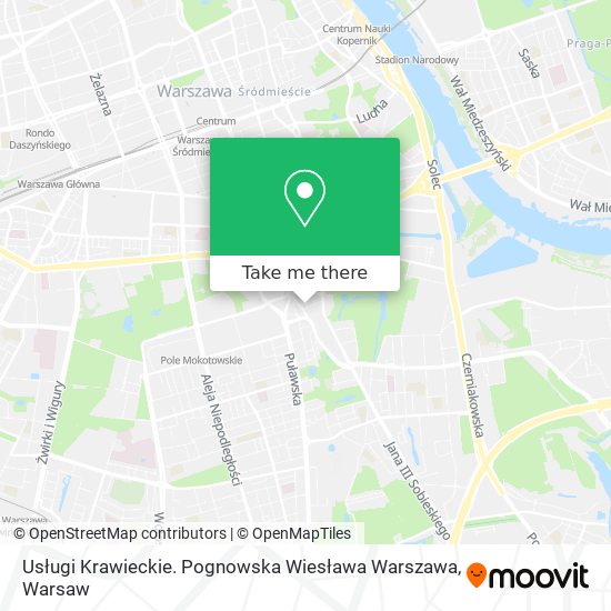 Usługi Krawieckie. Pognowska Wiesława Warszawa map