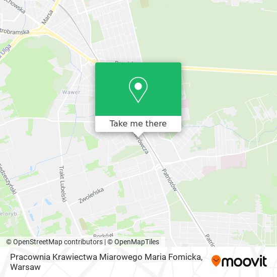 Карта Pracownia Krawiectwa Miarowego Maria Fomicka