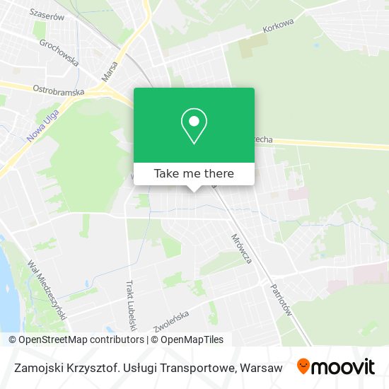 Карта Zamojski Krzysztof. Usługi Transportowe