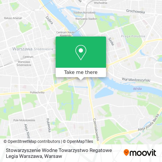 Карта Stowarzyszenie Wodne Towarzystwo Regatowe Legia Warszawa