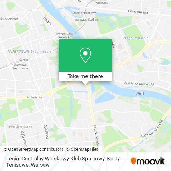 Legia. Centralny Wojskowy Klub Sportowy. Korty Tenisowe map