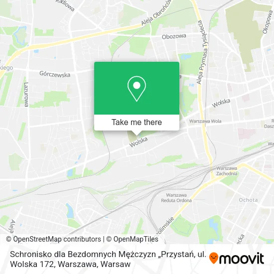 Schronisko dla Bezdomnych Mężczyzn „Przystań, ul. Wolska 172, Warszawa map