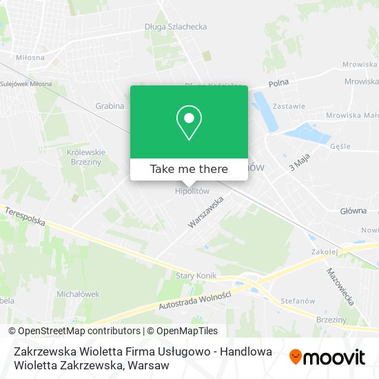 Карта Zakrzewska Wioletta Firma Usługowo - Handlowa Wioletta Zakrzewska