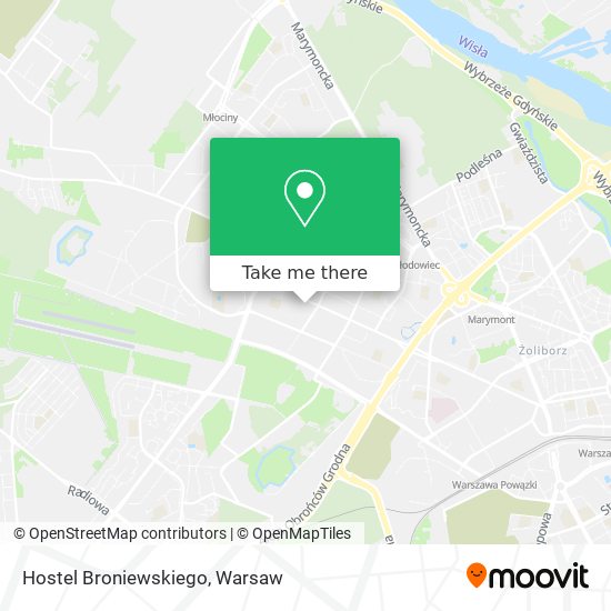 Hostel Broniewskiego map