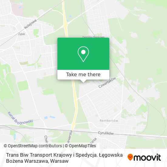 Карта Trans Biw Transport Krajowy i Spedycja. Łęgowska Bożena Warszawa