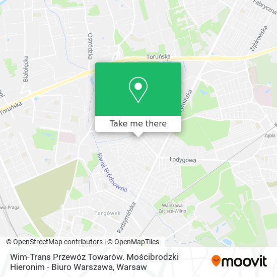 Wim-Trans Przewóz Towarów. Mościbrodzki Hieronim - Biuro Warszawa map