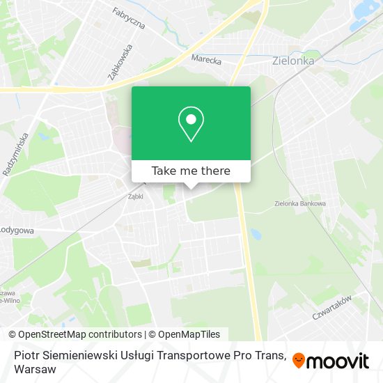 Карта Piotr Siemieniewski Usługi Transportowe Pro Trans