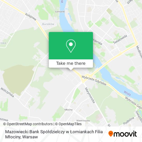 Mazowiecki Bank Spółdzielczy w Łomiankach Filia Młociny map