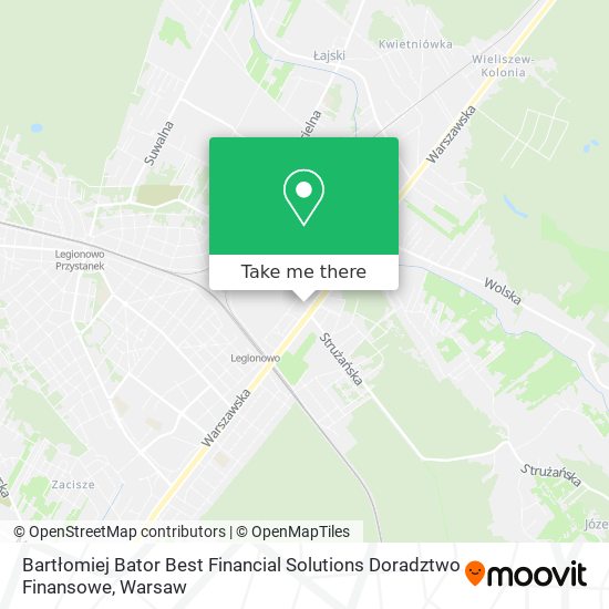 Карта Bartłomiej Bator Best Financial Solutions Doradztwo Finansowe