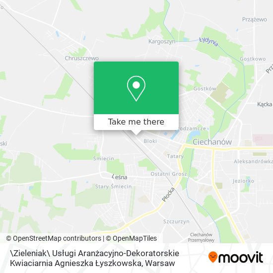 \Zieleniak\ Usługi Aranżacyjno-Dekoratorskie Kwiaciarnia Agnieszka Łyszkowska map