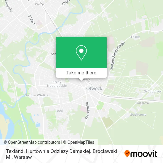 Texland. Hurtownia Odziezy Damskiej. Broclawski M. map