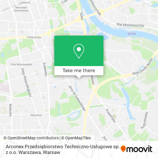 Карта Arconex Przedsiębiorstwo Techniczno-Usługowe sp. z o.o. Warszawa