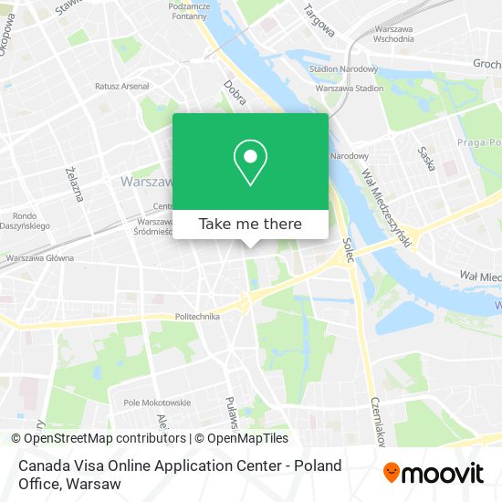 Карта Canada Visa Online Application Center - Poland Office