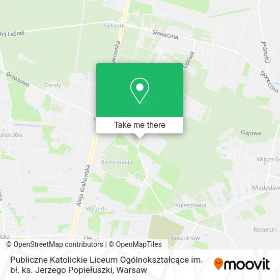 Карта Publiczne Katolickie Liceum Ogólnokształcące im. bł. ks. Jerzego Popiełuszki