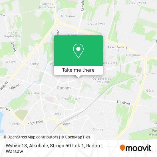Карта Wybiła 13, Alkohole, Struga 50 Lok.1, Radom