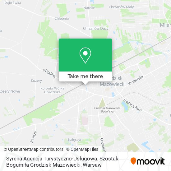 Syrena Agencja Turystyczno-Usługowa. Szostak Bogumiła Grodzisk Mazowiecki map