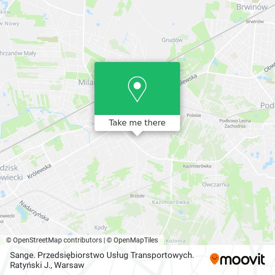 Sange. Przedsiębiorstwo Usług Transportowych. Ratyński J. map