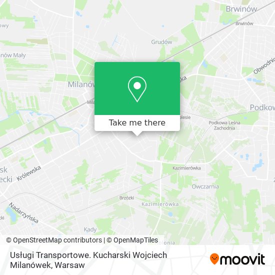 Usługi Transportowe. Kucharski Wojciech Milanówek map