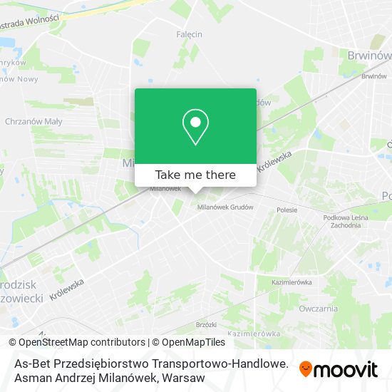 As-Bet Przedsiębiorstwo Transportowo-Handlowe. Asman Andrzej Milanówek map