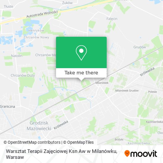 Warsztat Terapii Zajęciowej Ksn Aw w Milanówku map