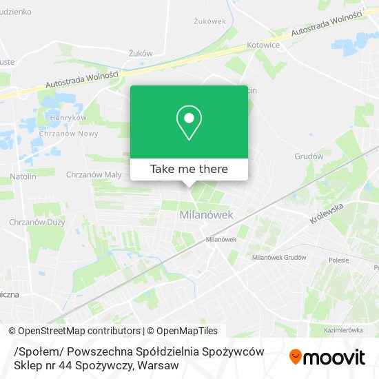 Карта /Społem/ Powszechna Spółdzielnia Spożywców Sklep nr 44 Spożywczy