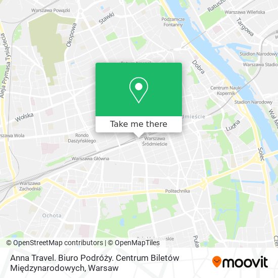 Карта Anna Travel. Biuro Podróży. Centrum Biletów Międzynarodowych