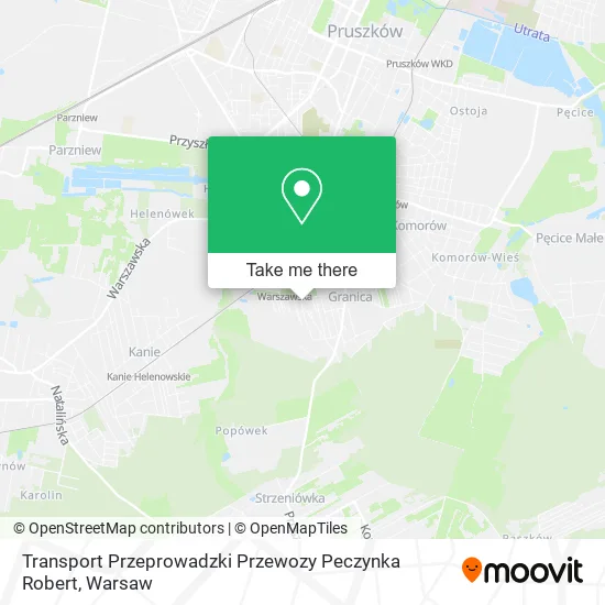 Карта Transport Przeprowadzki Przewozy Peczynka Robert