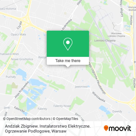 Andziak Zbigniew. Instalatorstwo Elektryczne. Ogrzewanie Podłogowe map