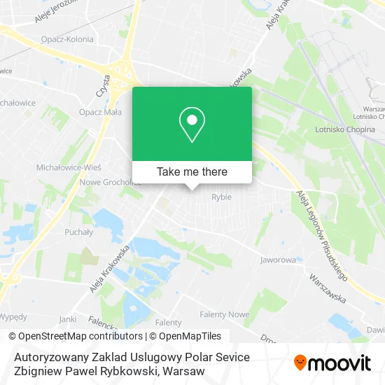 Карта Autoryzowany Zaklad Uslugowy Polar Sevice Zbigniew Pawel Rybkowski