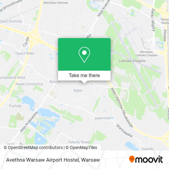 Avethna Warsaw Airport Hostel map