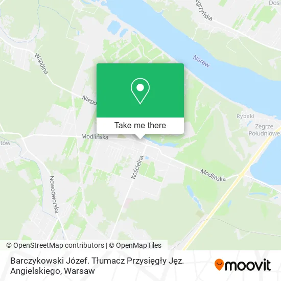 Barczykowski Józef. Tłumacz Przysięgły Jęz. Angielskiego map