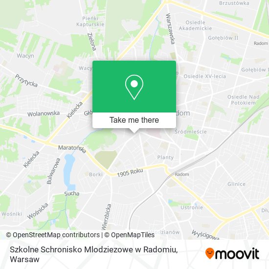 Szkolne Schronisko Mlodziezowe w Radomiu map