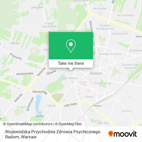 Карта Wojewódzka Przychodnia Zdrowia Psychicznego Radom